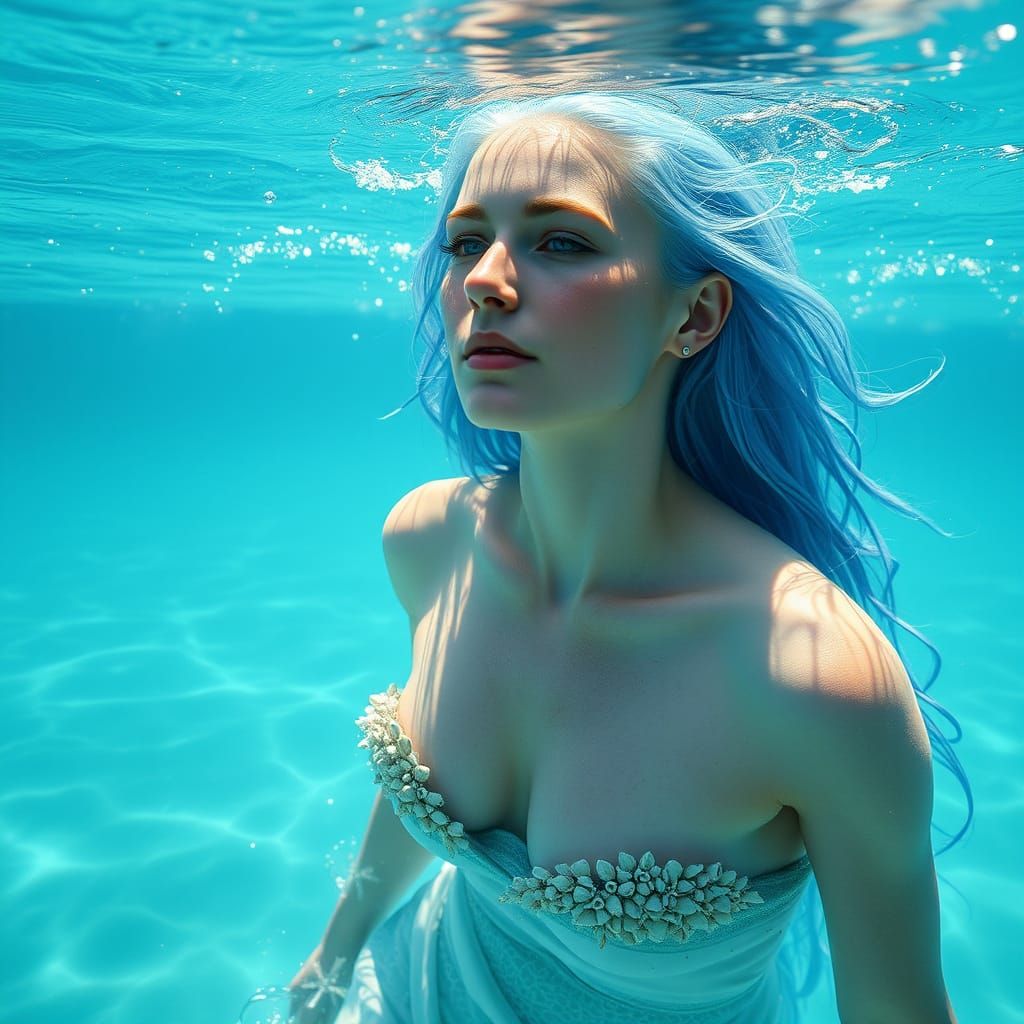 Photorealistic Mermaid Witch in Turquoise Waters