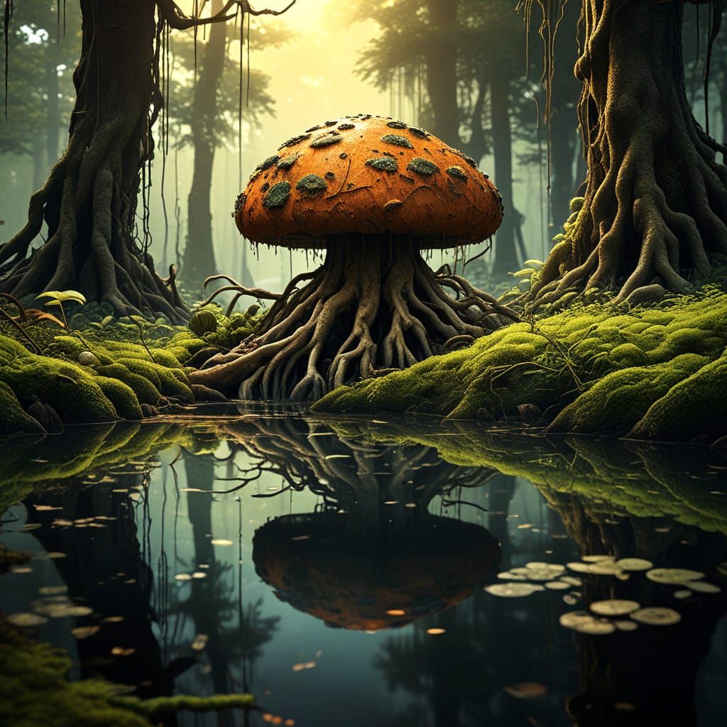 Vibrant Green Humus Golem Rises from the Mangrove