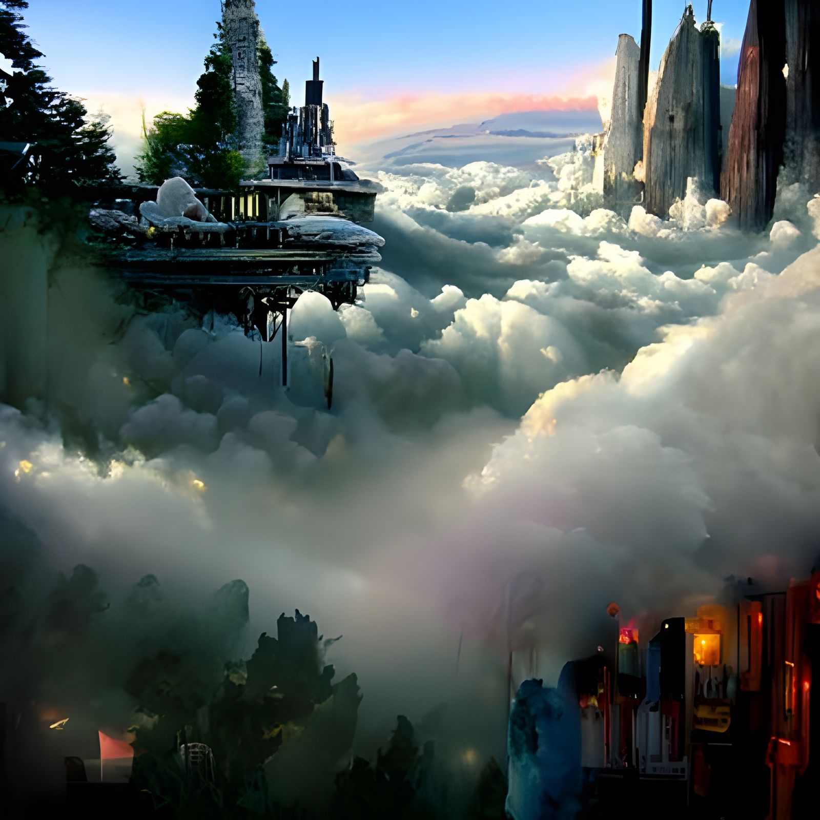 Ethereal Cloud City in a Hyperdetailed Fantasy Style