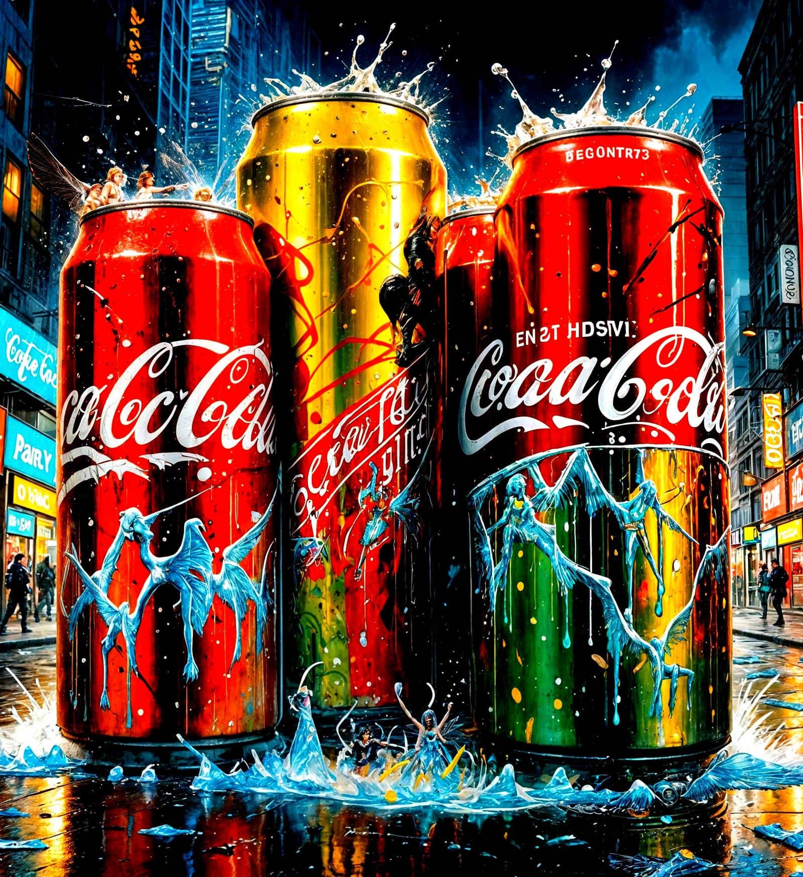 Pixies Escape a Coke Can: Graffiti Art
