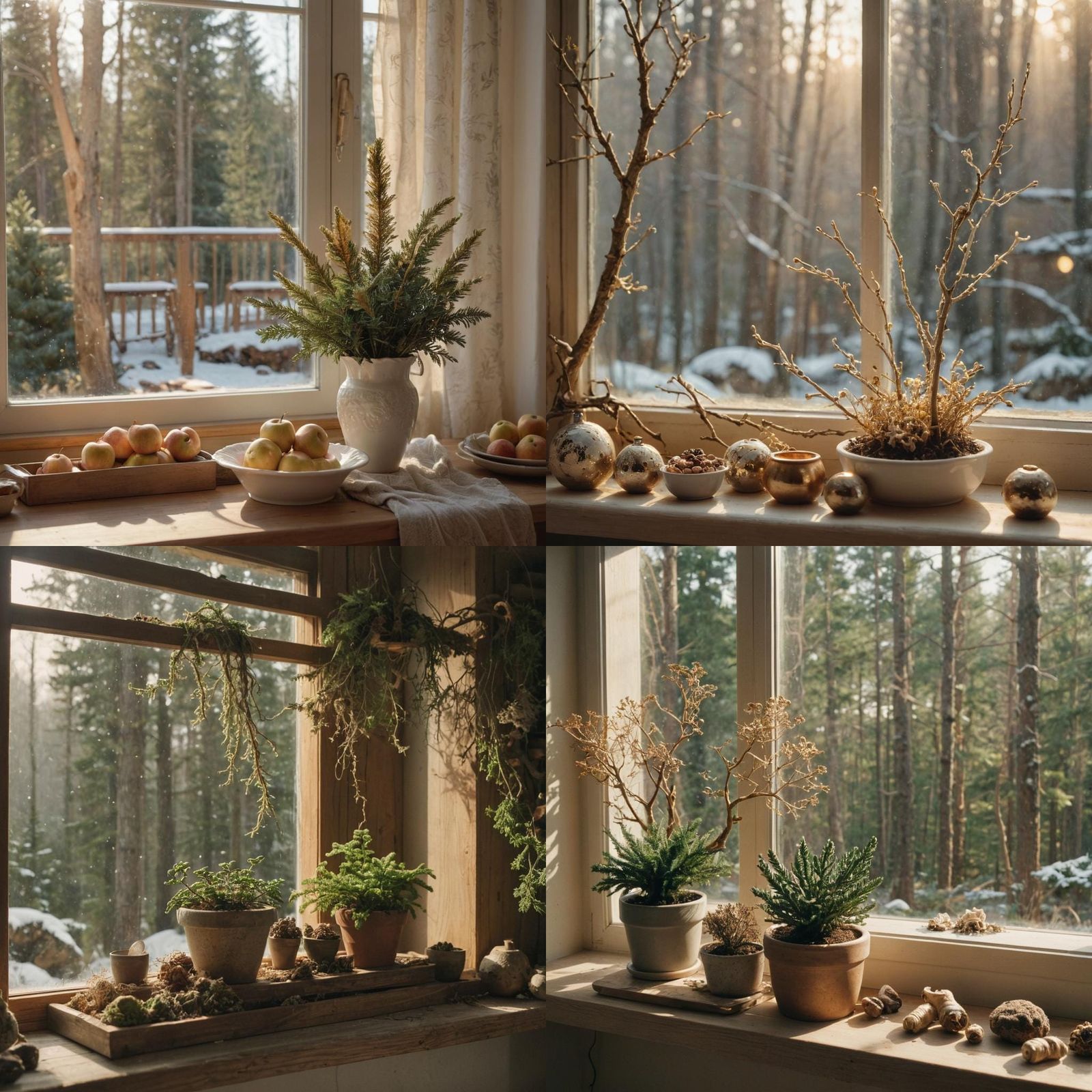 Bright Interior Scene with Winter Sunlight and MycoPots