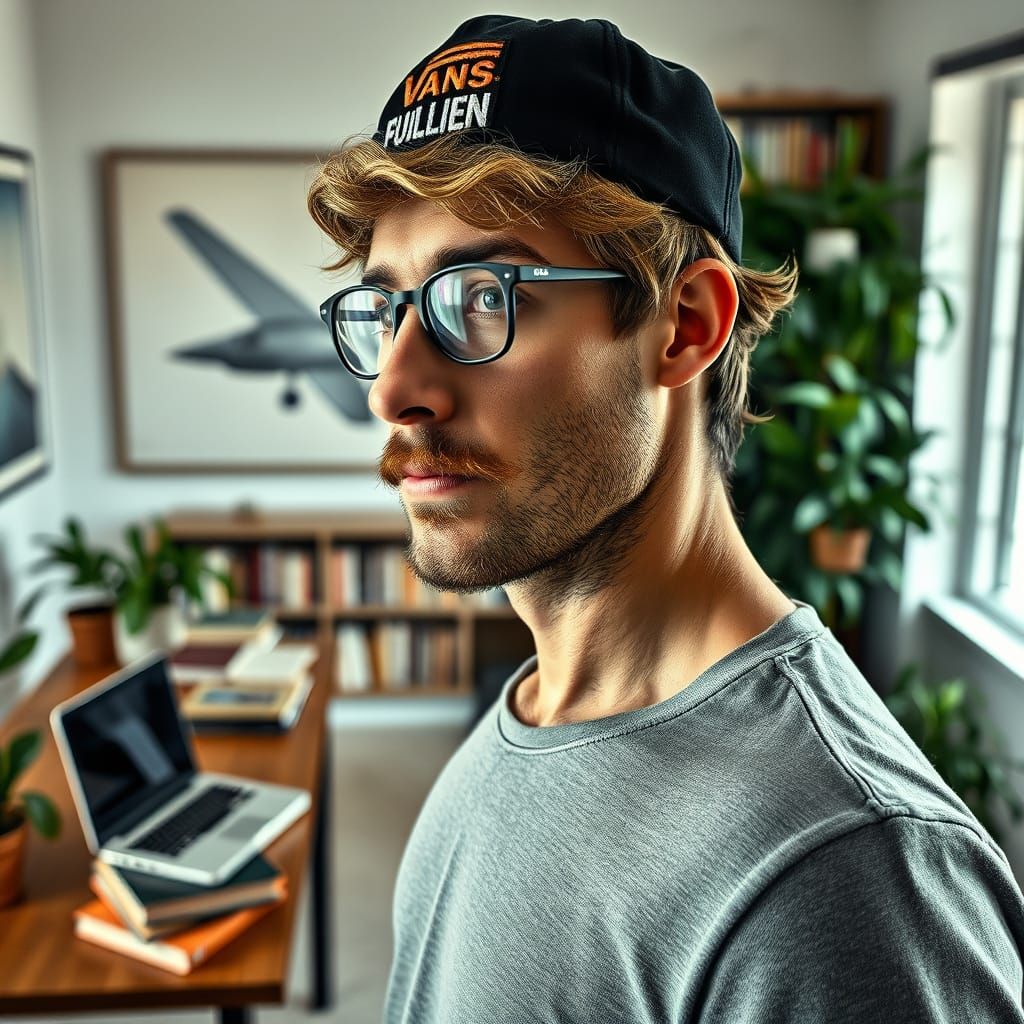 Man in Modern Living Room: Photorealistic Documentary Shot