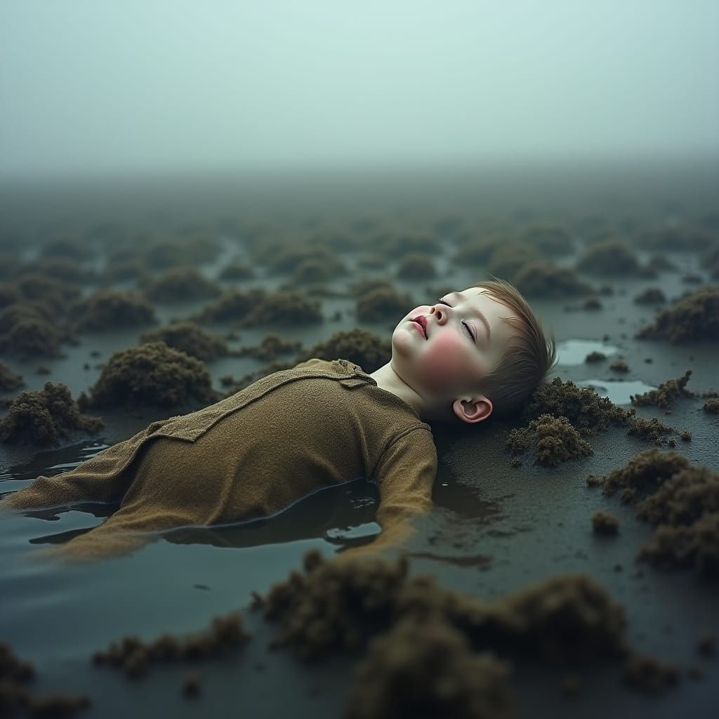 Child's Body in Peat Bog Inspired by Wyeth
