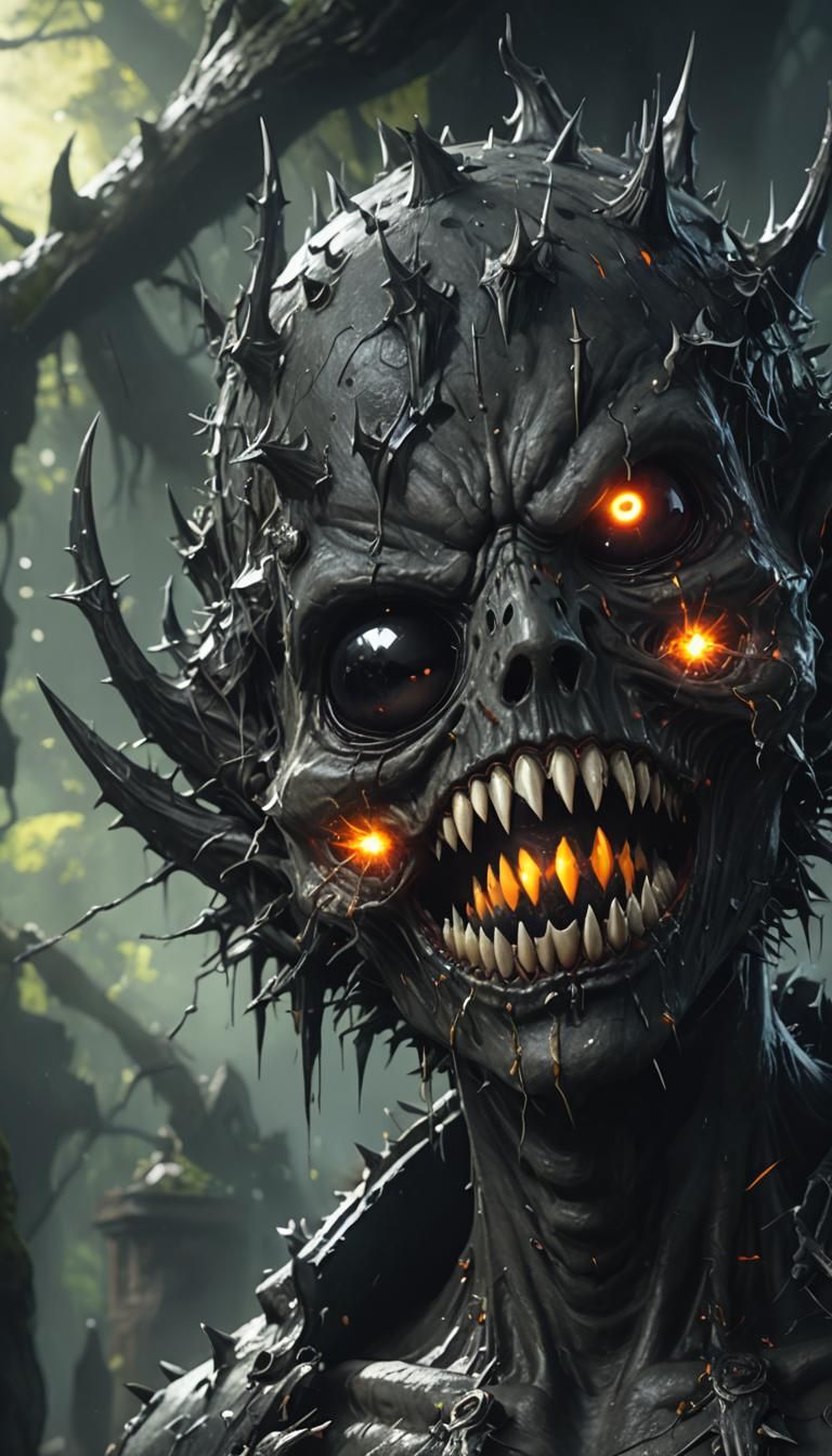 Friendly Black Ghost with Spiky Scalp, Digital Art