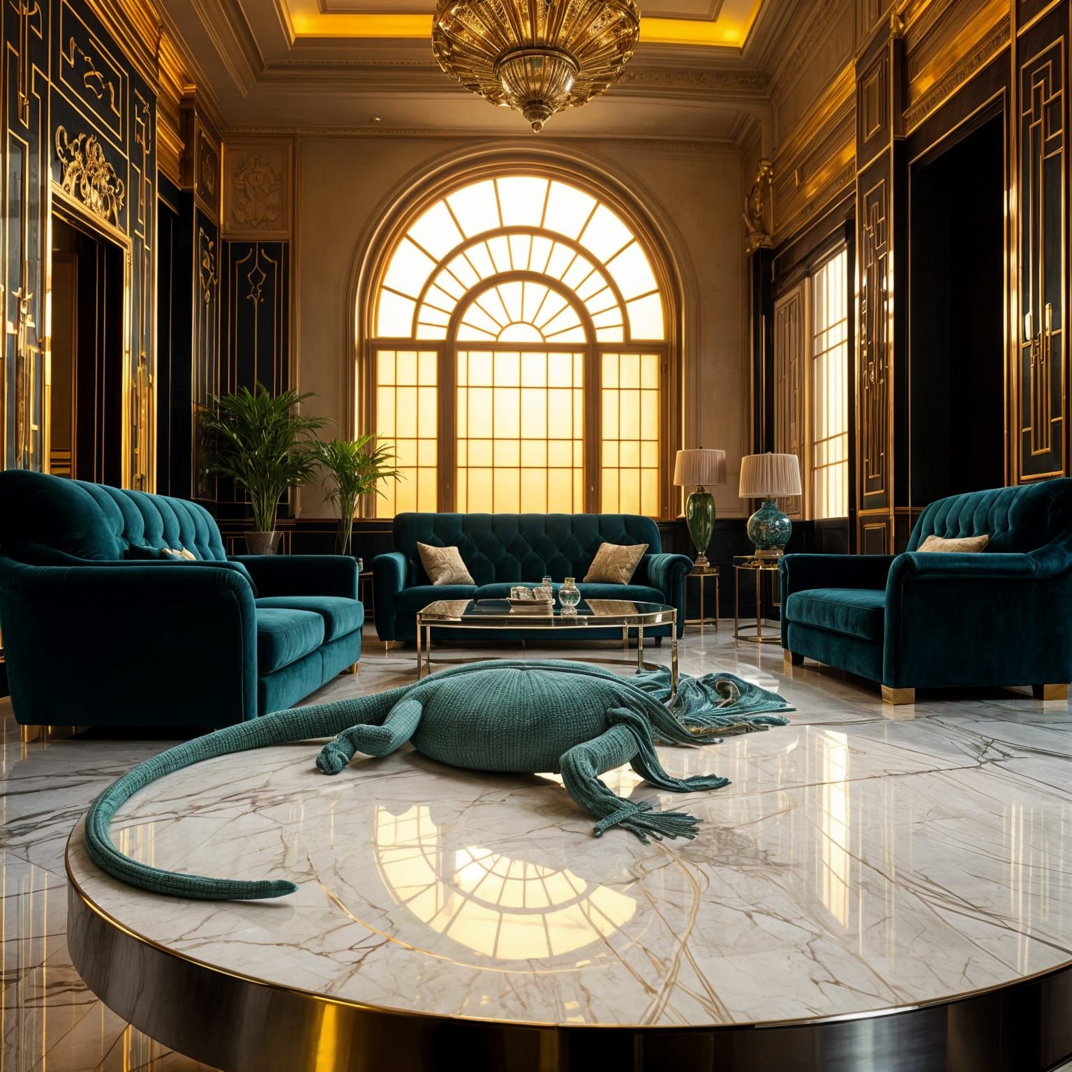 Art Deco Interior with Lizard