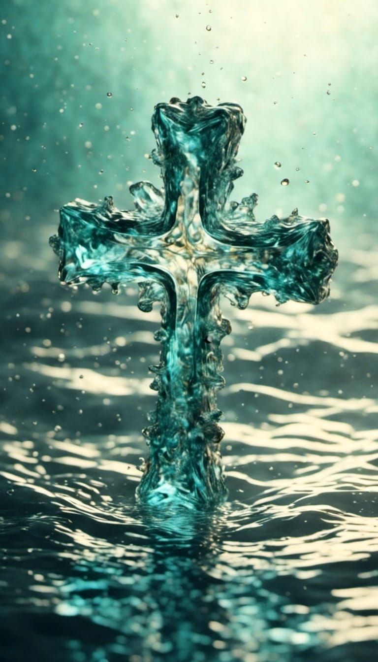 Sunlit Cross Reflected on Water Surface