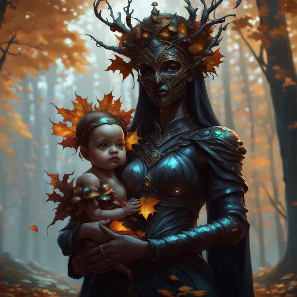 Archfey Queen with Mirrored Mask and Autumn Crown