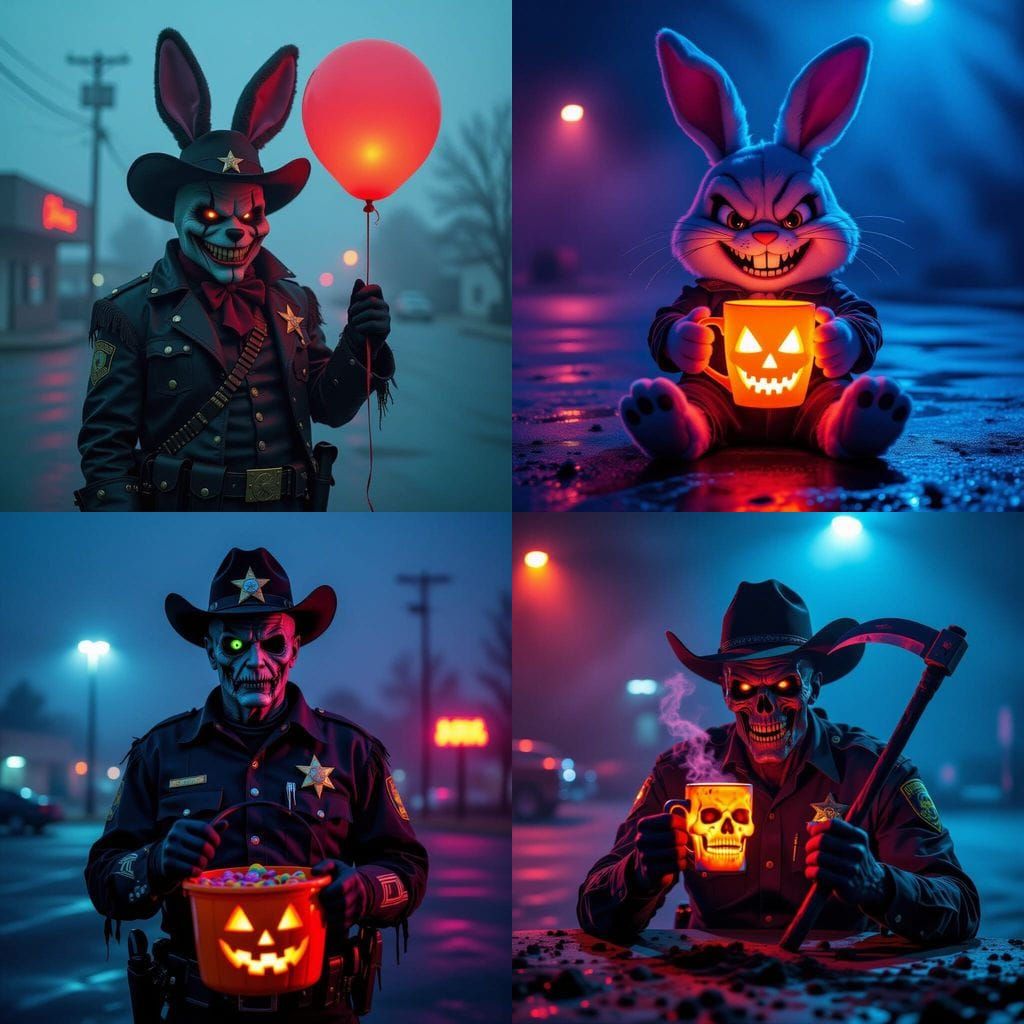 Cinematic Halloween Portrait of a Grimy, Terrifying Figure