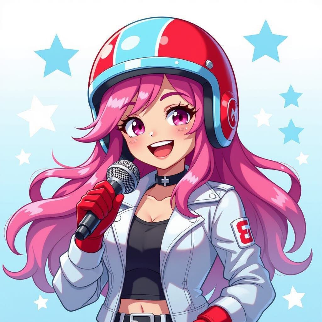 Janet from Brawl Stars in Vibrant Anime Style