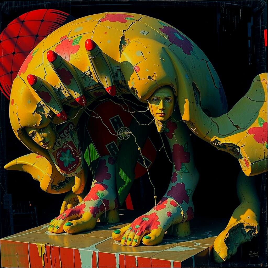 Hyperrealistic Sculpture with Vivid Colors and Dynamic Light...