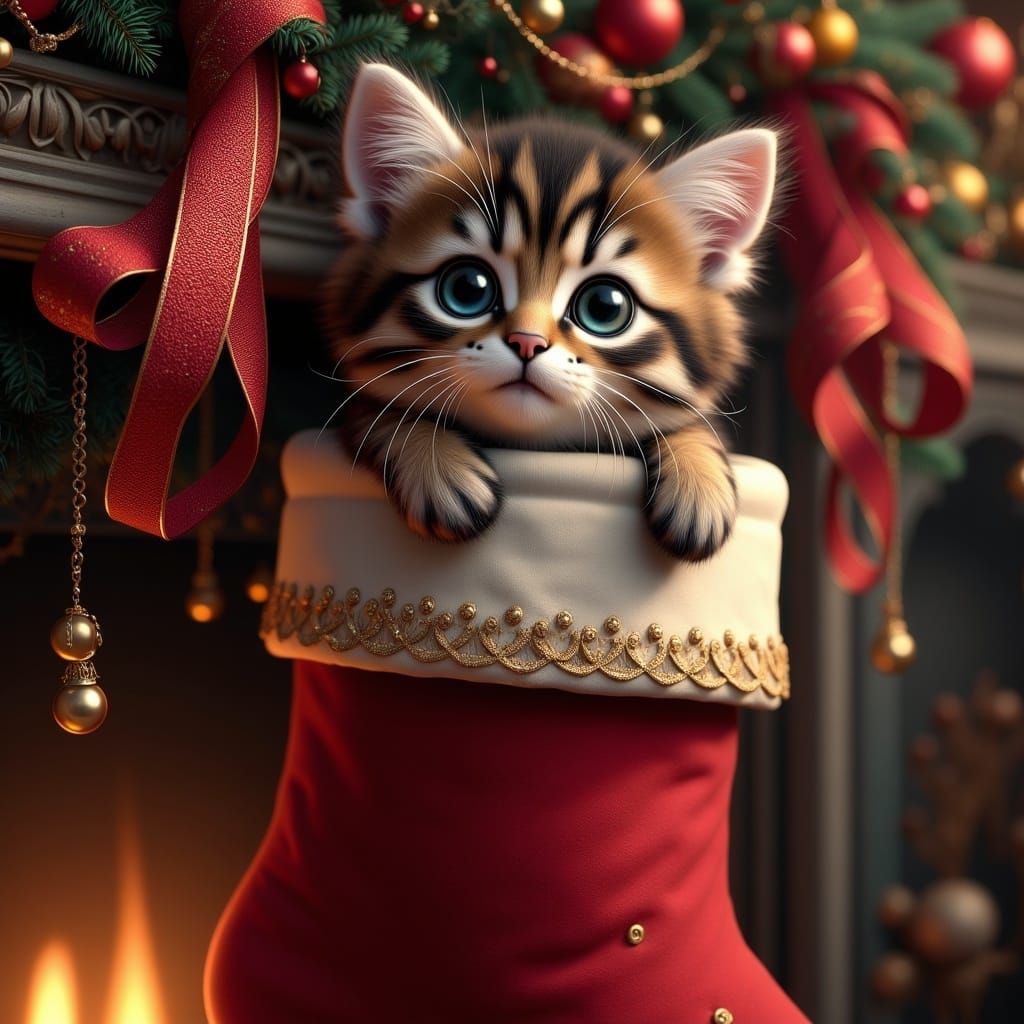 Kitten's Christmas: A Whimsical Winter Scene