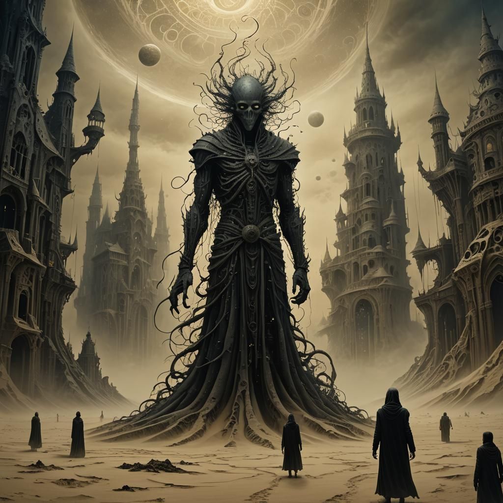 Sandman in Dark Surrealist Fantasy Realm