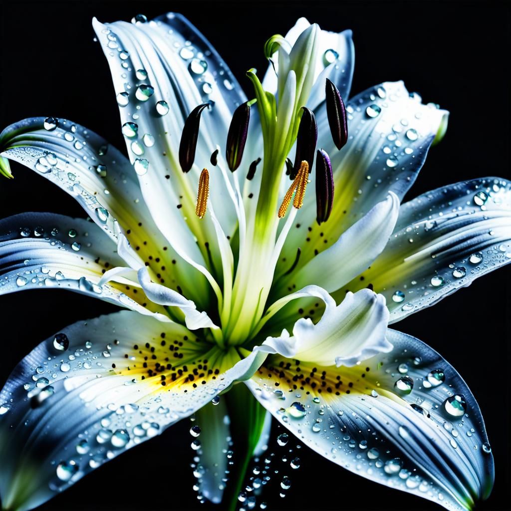 Iridescent Lily: Crystal Reflections in Art Deco Style