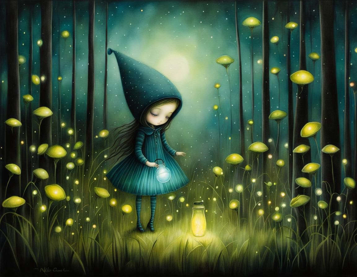 Scintillating Fireflies in Surreal Alcohol Ink Art