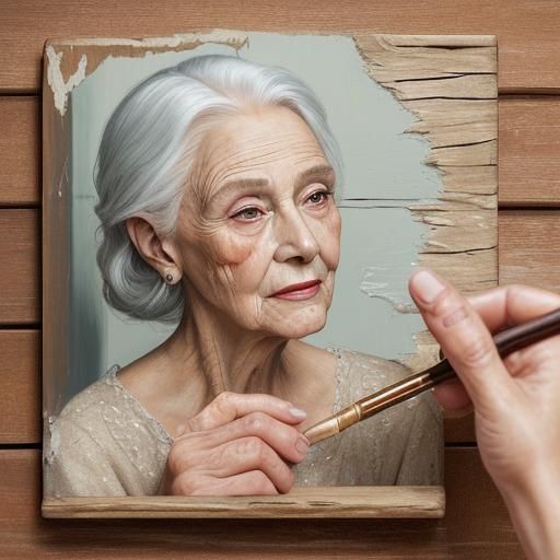 Elegant Woman's Portrait as Impasto Acrylic Painting