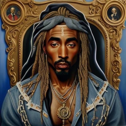 Surreal Tupac as Gilmore Girl, Dali-esque Oil Painting