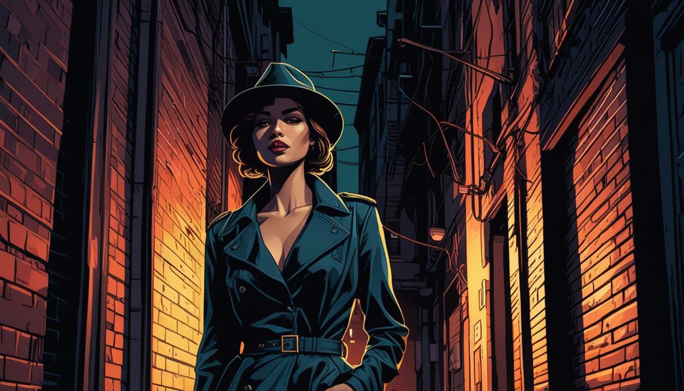 Fashionable Woman Poses in Gritty Urban Alleyway