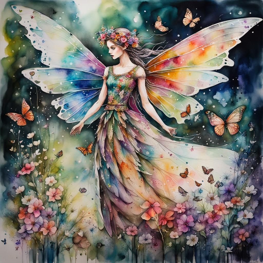 Enchanting Fairy Amidst Whimsical Floral Forest