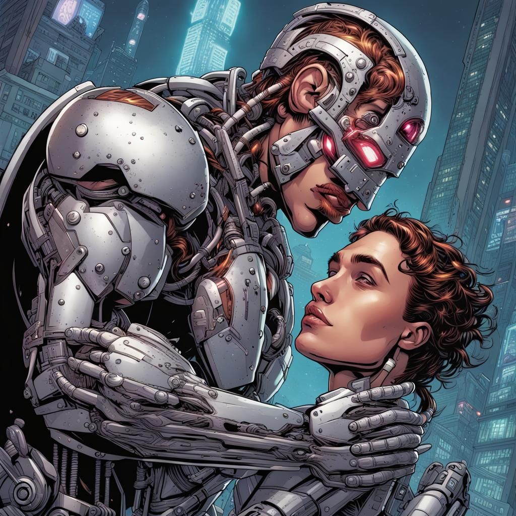 Cyborgs Falling in Love: Comic Book Art