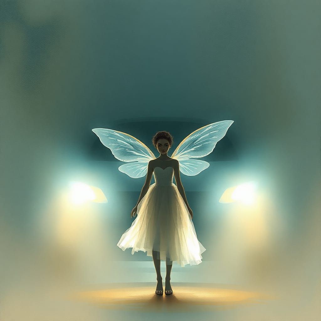 Ethereal Spirit Bathed in Headlight Glow