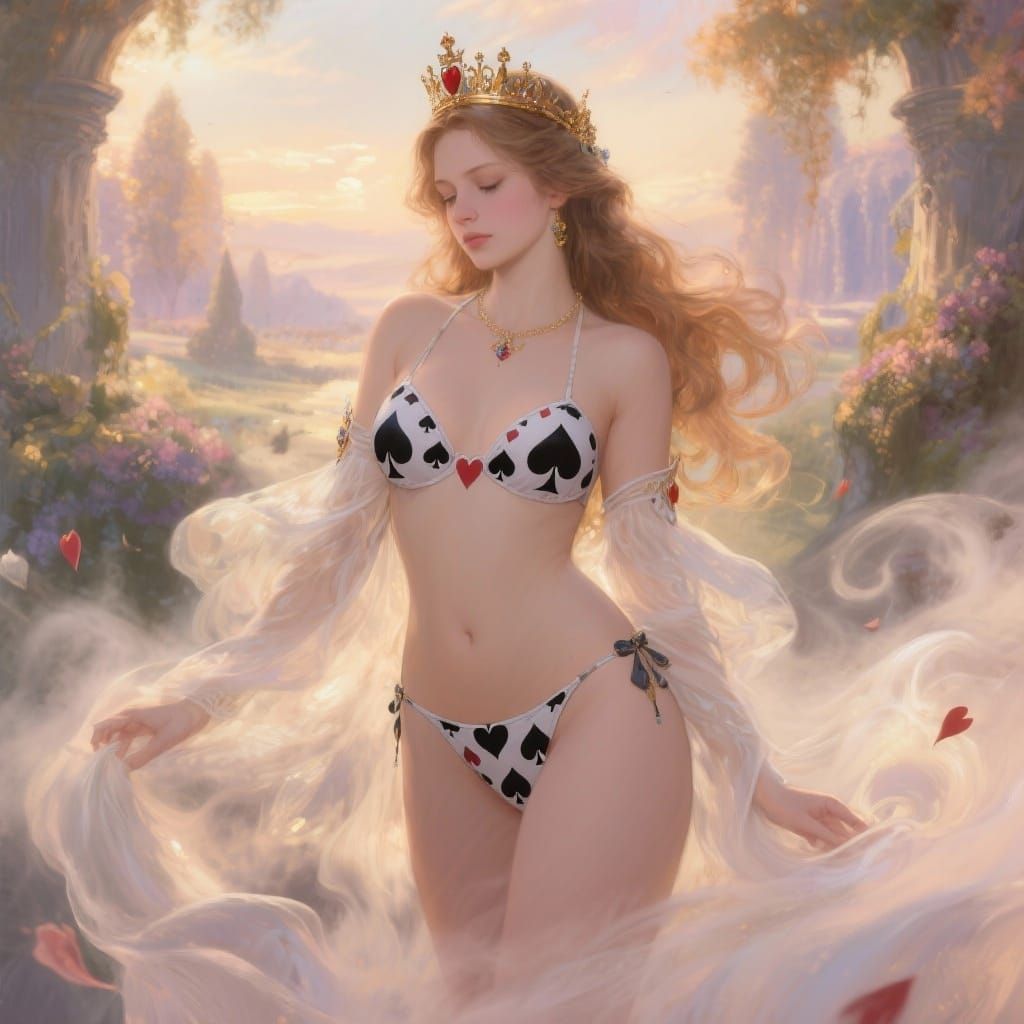 Queen of Spades in Romantic Bikini, Milo Manara Style