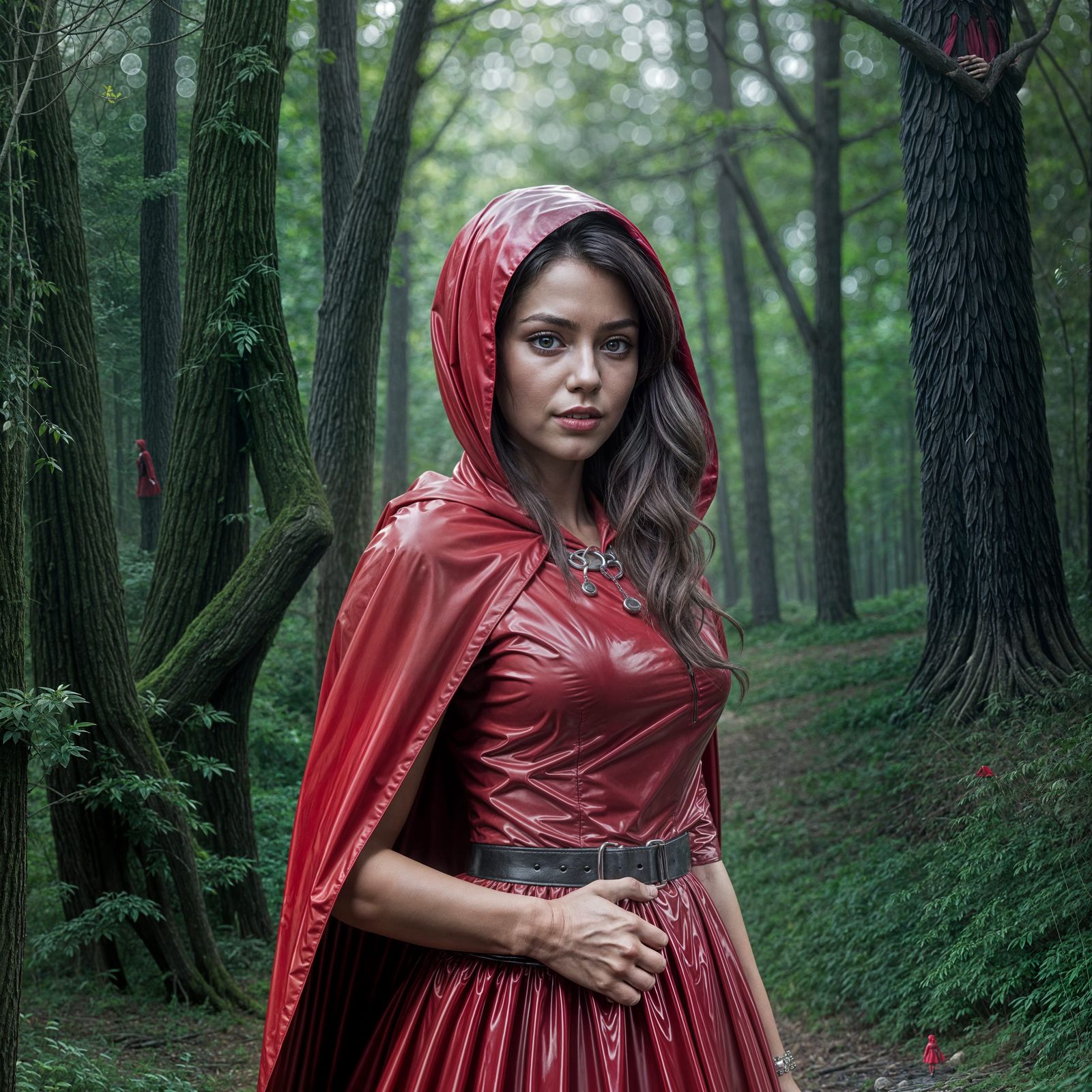 Hyperrealistic Little Red Riding Hood in Latex