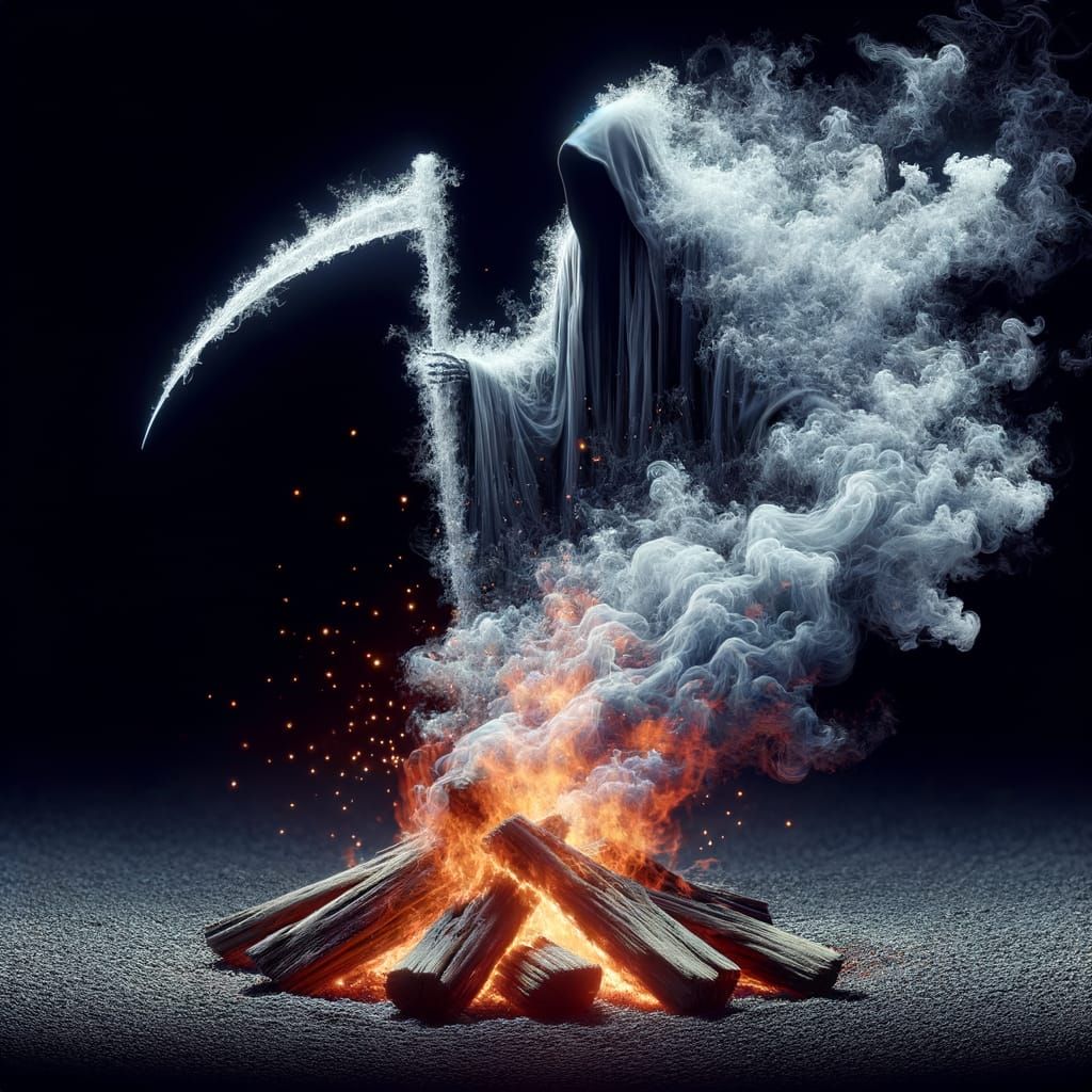 Campfire Smoke Forms Grim Reaper Figure