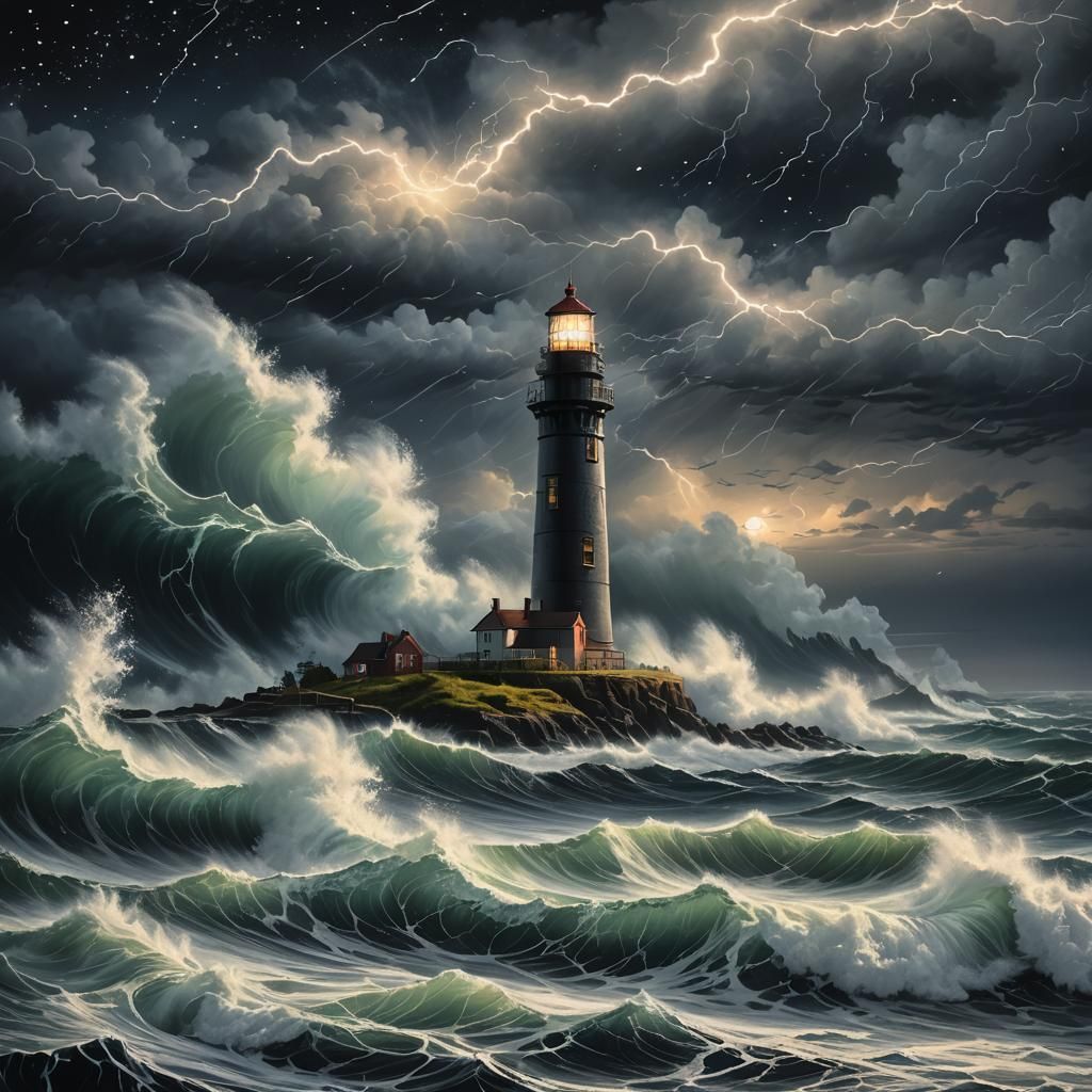 Lighthouse in storm