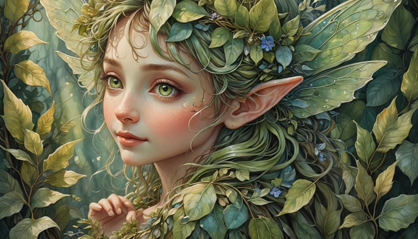 Cute shy smiling pixie girl