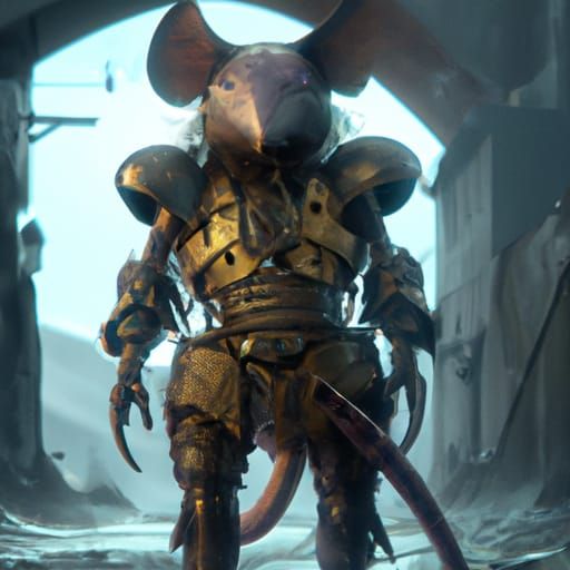 Mechanical Rat Knight in Detailed Matte Painting