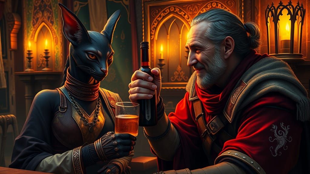 Traders Share a Toast in the Thieves Guild