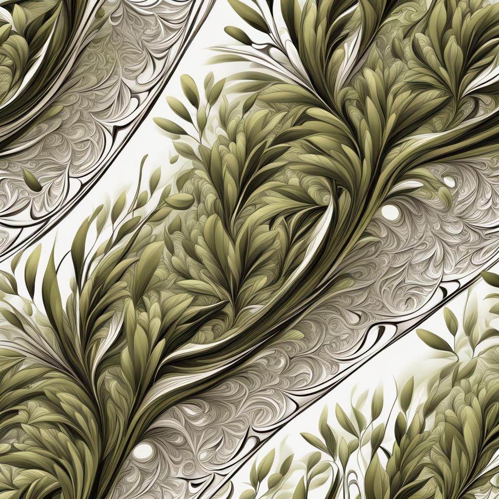 Abstract Olive Branch Fractal with Zentangle