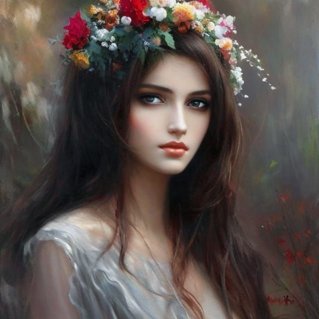 Beautiful Woman, Amazing Features in Romantic Style