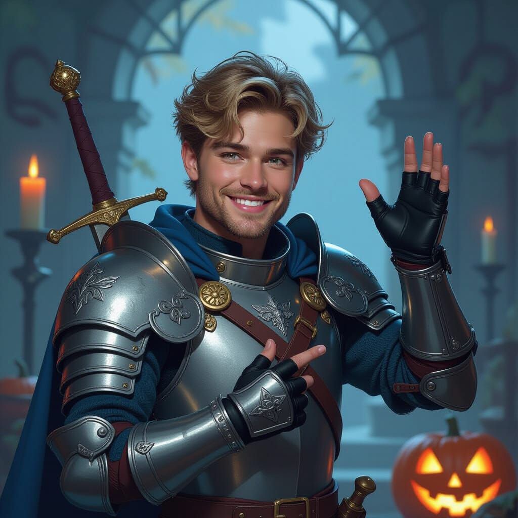 Oliver as a Knight in Halloween Costume