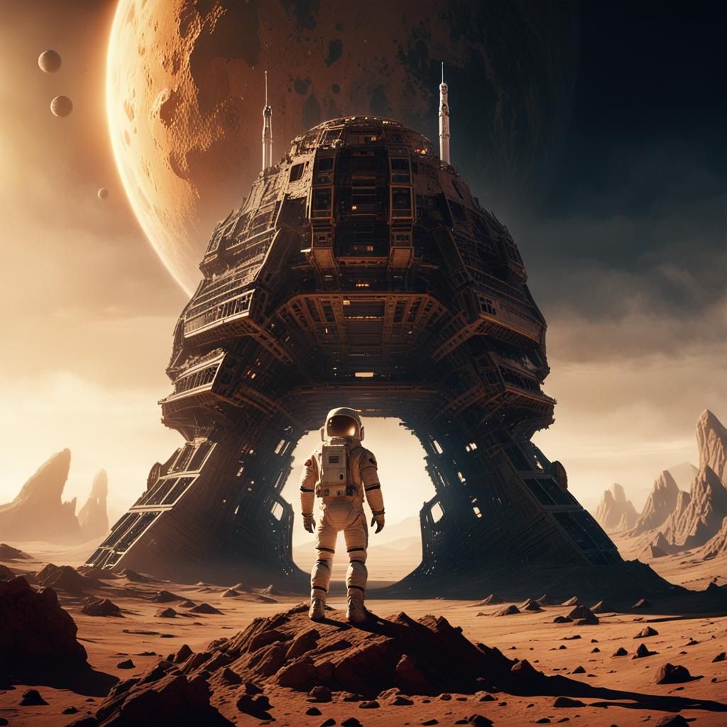 Astronaut on Alien Planet: Cinematic Film Still