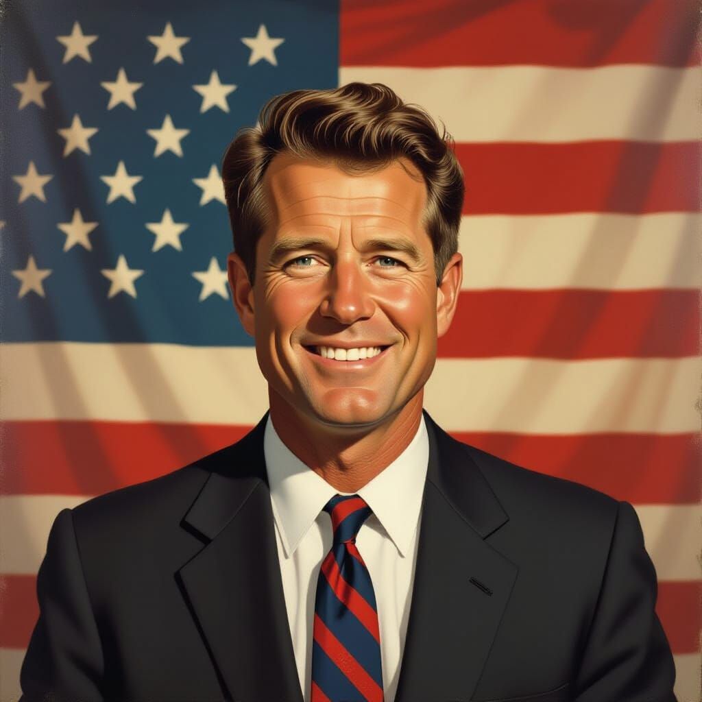 Bobby Kennedy Portrait in Rockwell Style