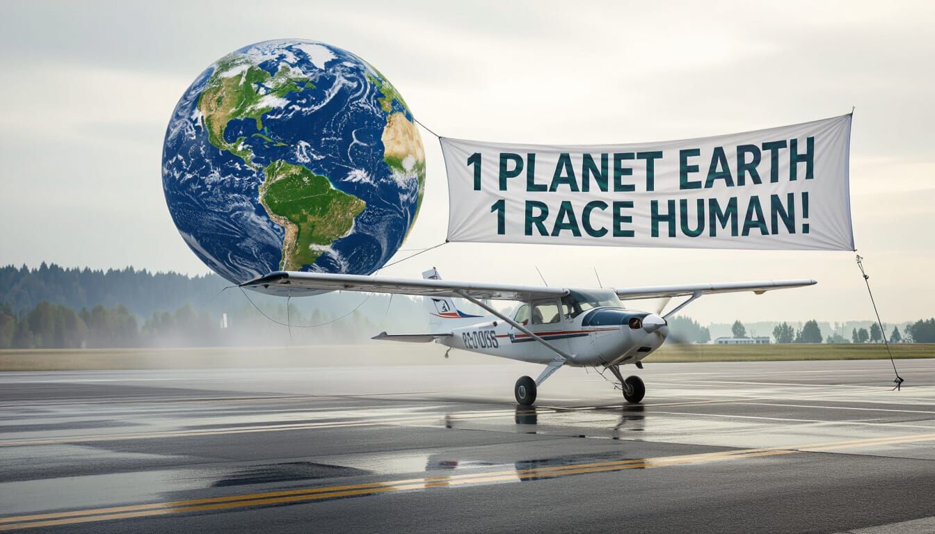 Light Aircraft Banner with a Message of Unity