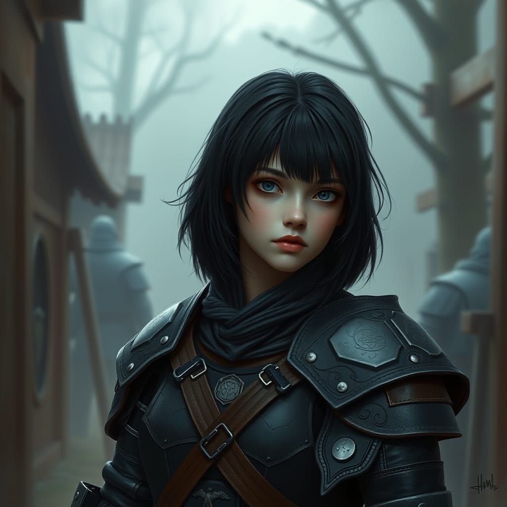 Medieval Girl in Dark Fantasy Armor