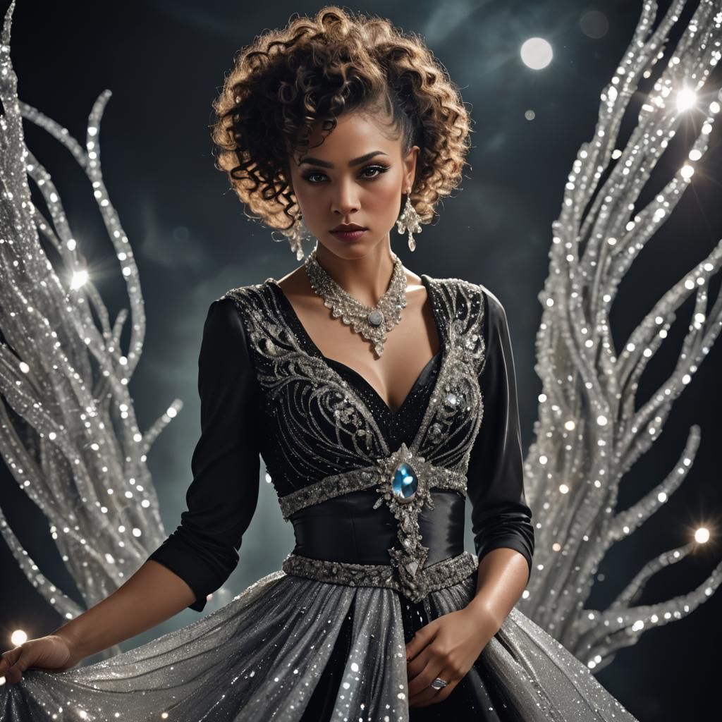 Woman in Crystal Dress: Digital Photography Portrait