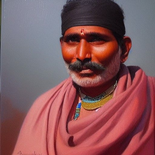 Indian Man: Oil Painting Portrait