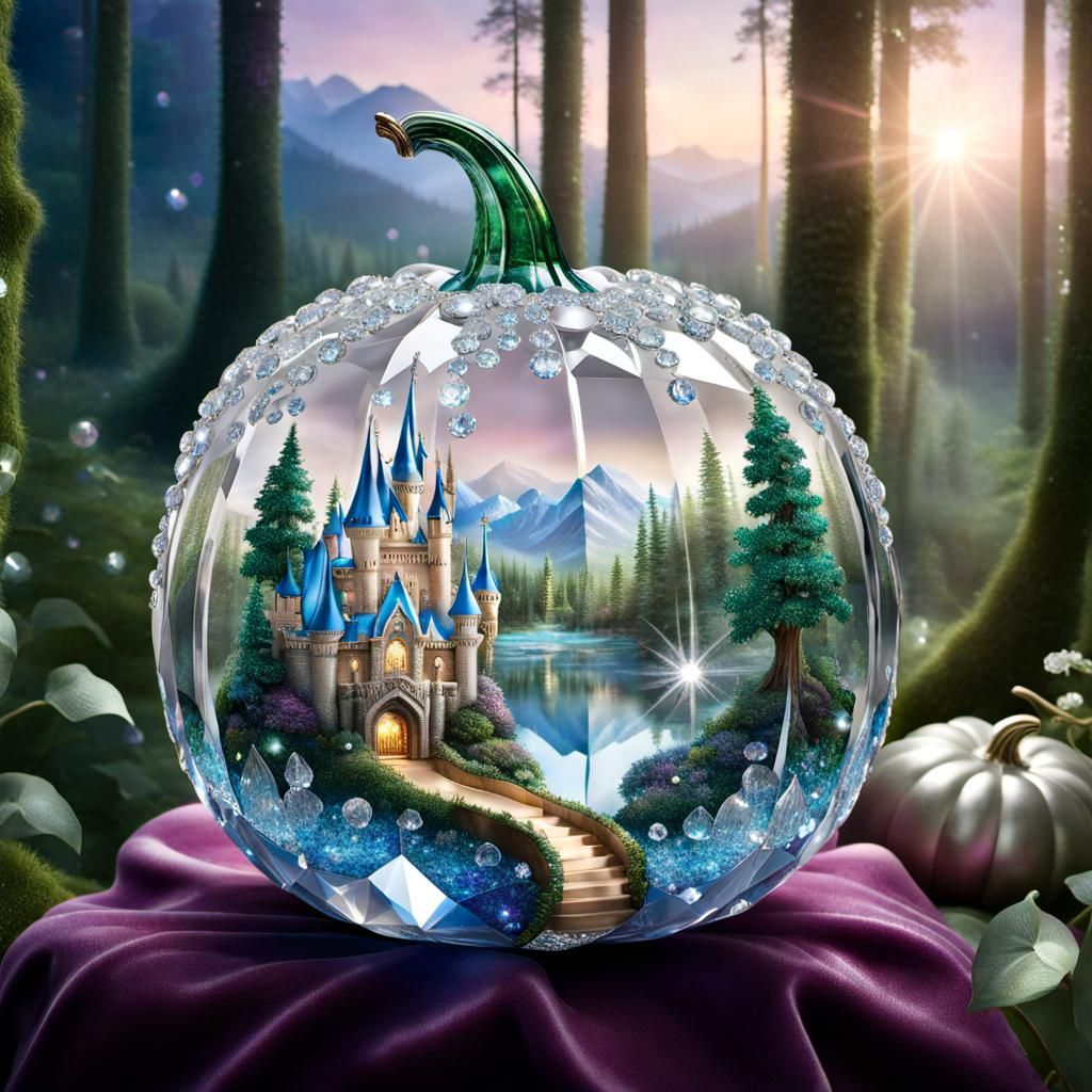 Crystal Pumpkin in Fairytale Forest, Maximalist Art