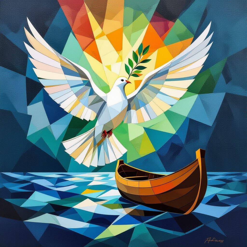 Cubist Dove Returns After the Flood