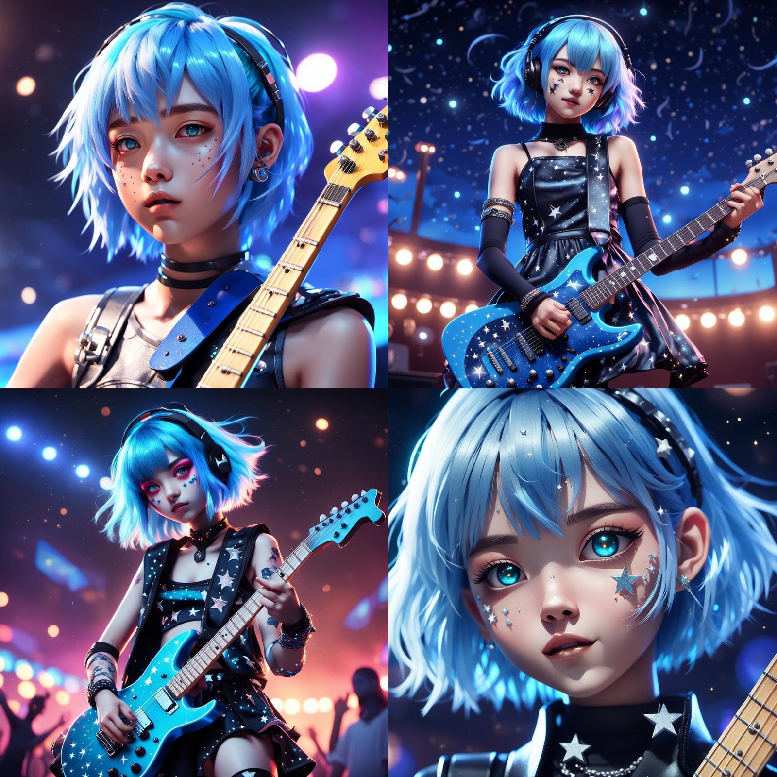 Electric Idol Rockstar in Anime Style