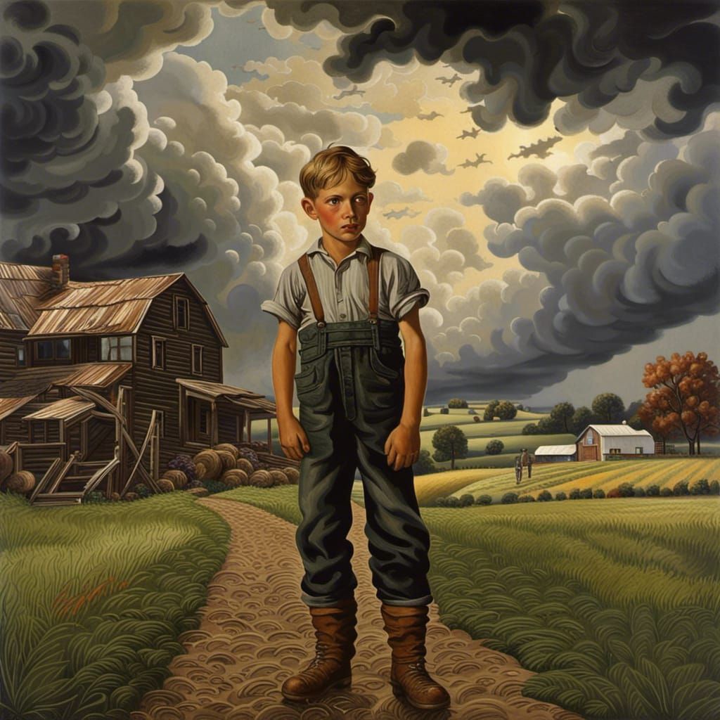 Young Farm Boy, 1936, Matte Painting