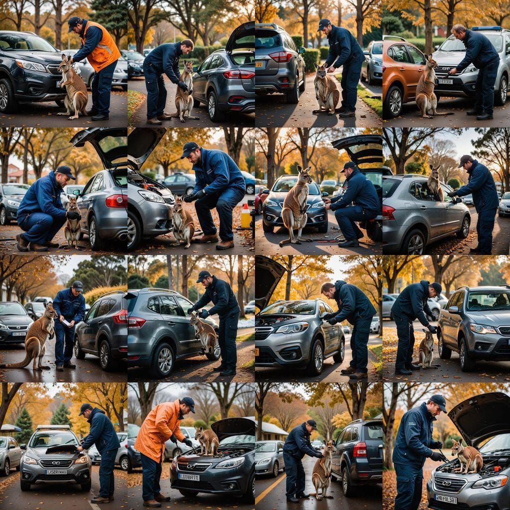 Kangaroo Mechanic Prepares Car for Winter