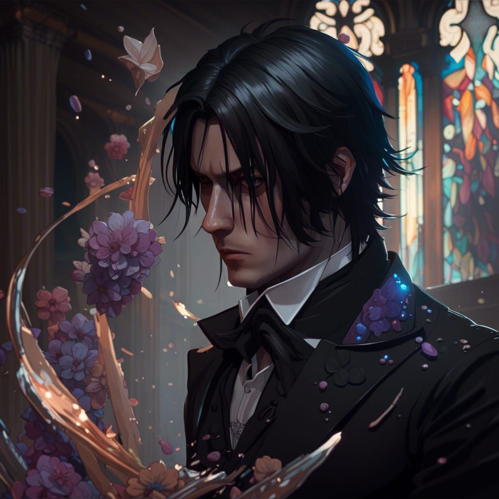 Elegant Butler Concept Art in Triadic Colors