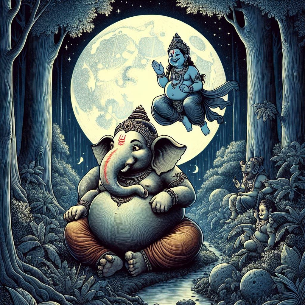 Ganesha and Chandra: A Mythical Encounter