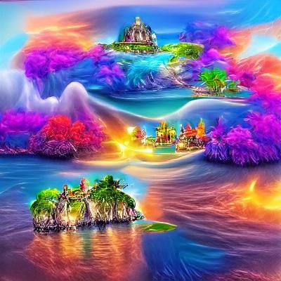 Magical Island: Detailed and Colorful Art