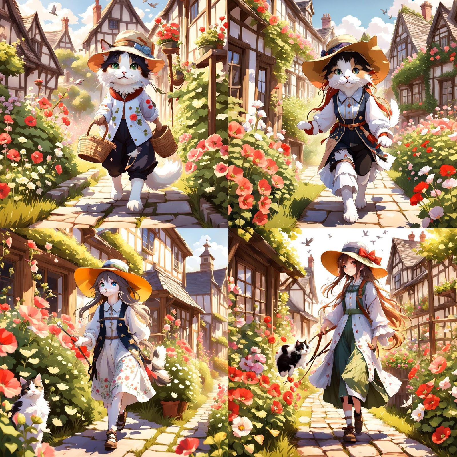 Calico Kitten's Garden Adventure: Anime-Inspired 3D Art