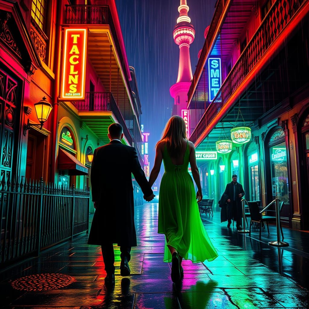 Neon Romance in a Cyberpunk New Orleans